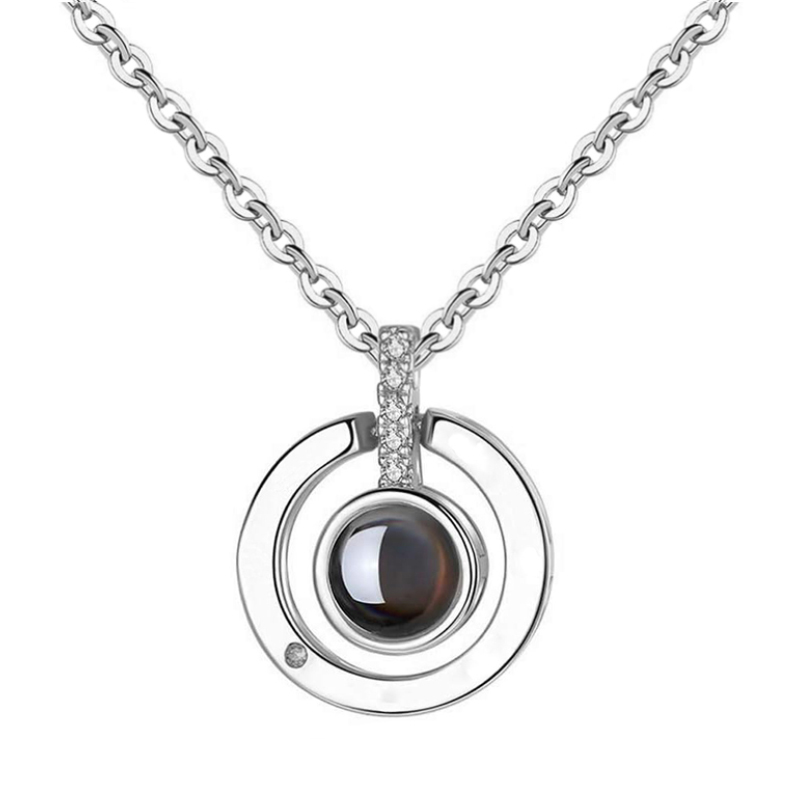 Jt Πρωτότυπο ατσάλινο κολιέ "Σ' αγαπώ" σε 100 γλώσσες Ασημί - JT - 